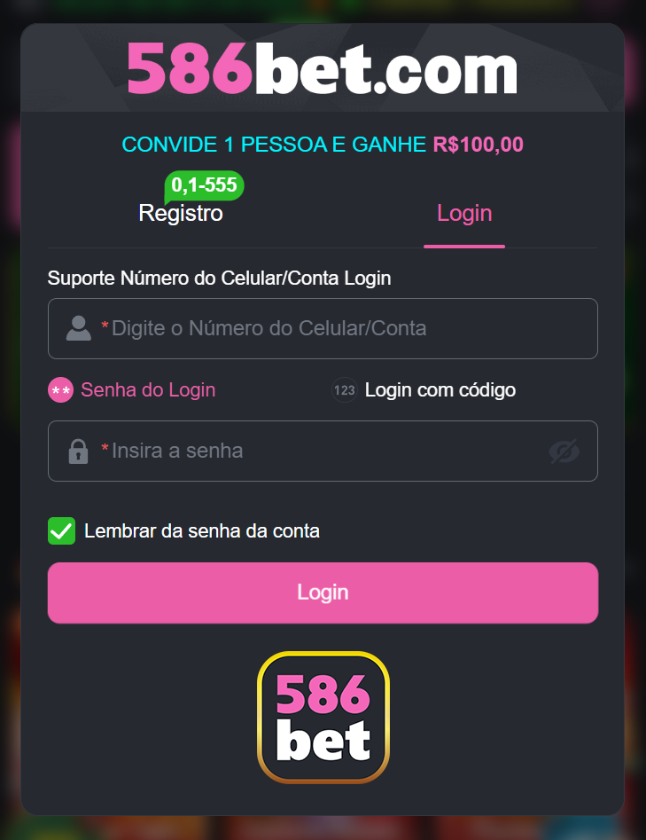 Login certificado na 586bet.com